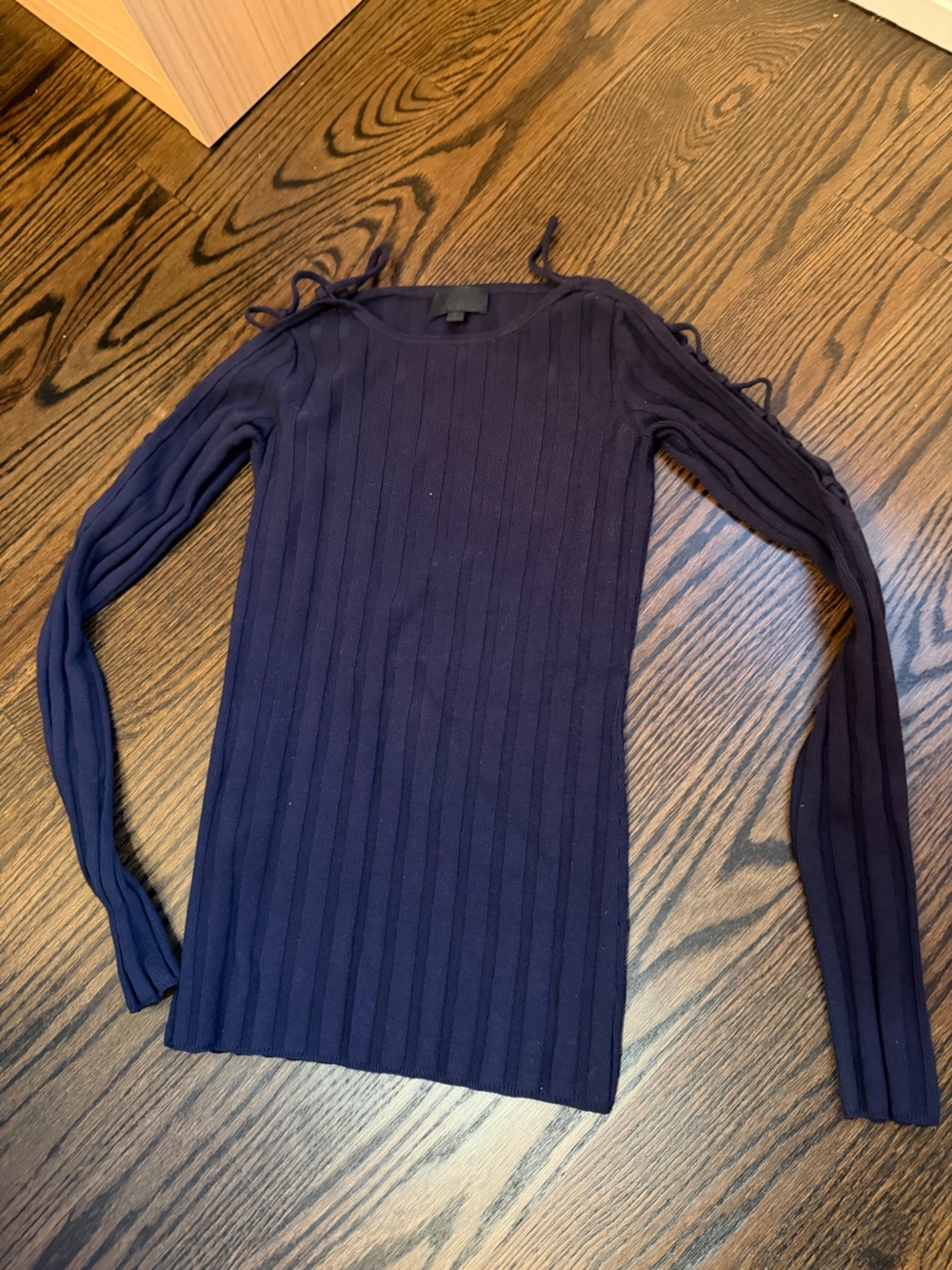 Navy Intermix Ribbed Long-Sleeve Women's Sweater